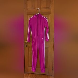 My Cherries Fuschia Pink Three Stripe Lycra Zip Turtleneck Jumpsuit Size Medium